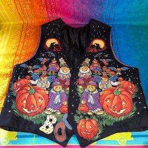 Vintage Halloween Spooky Night Handmade Vest Pumpkin Patch Fall Festival
